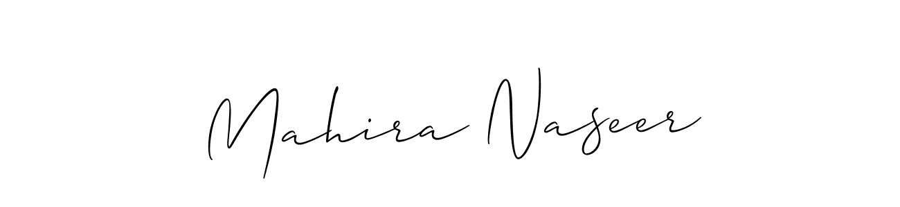 Create a beautiful signature design for name Mahira Naseer. With this signature (Allison_Script) fonts, you can make a handwritten signature for free. Mahira Naseer signature style 2 images and pictures png