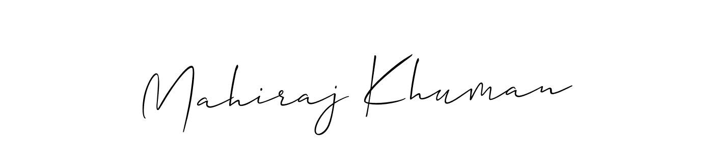 Also we have Mahiraj Khuman name is the best signature style. Create professional handwritten signature collection using Allison_Script autograph style. Mahiraj Khuman signature style 2 images and pictures png