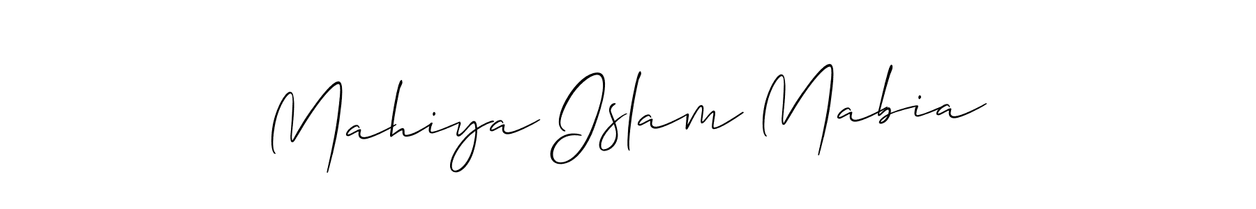 Allison_Script is a professional signature style that is perfect for those who want to add a touch of class to their signature. It is also a great choice for those who want to make their signature more unique. Get Mahiya Islam Mabia name to fancy signature for free. Mahiya Islam Mabia signature style 2 images and pictures png