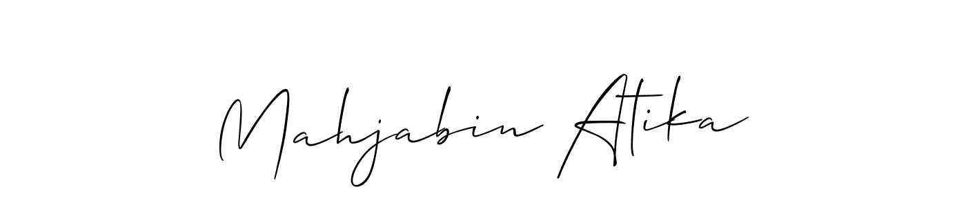 Make a beautiful signature design for name Mahjabin Atika. With this signature (Allison_Script) style, you can create a handwritten signature for free. Mahjabin Atika signature style 2 images and pictures png