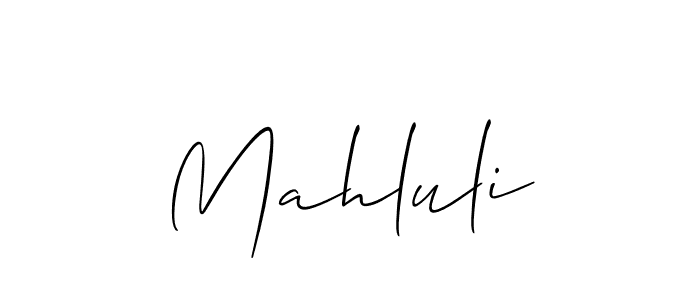 How to make Mahluli name signature. Use Allison_Script style for creating short signs online. This is the latest handwritten sign. Mahluli signature style 2 images and pictures png