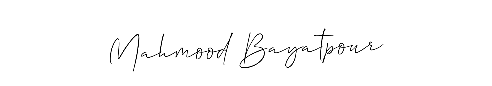 You should practise on your own different ways (Allison_Script) to write your name (Mahmood Bayatpour) in signature. don't let someone else do it for you. Mahmood Bayatpour signature style 2 images and pictures png