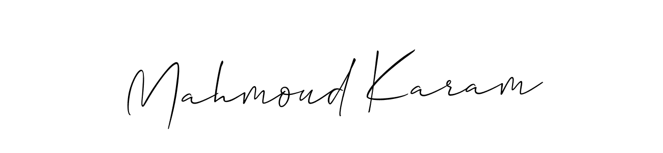 The best way (Allison_Script) to make a short signature is to pick only two or three words in your name. The name Mahmoud Karam include a total of six letters. For converting this name. Mahmoud Karam signature style 2 images and pictures png