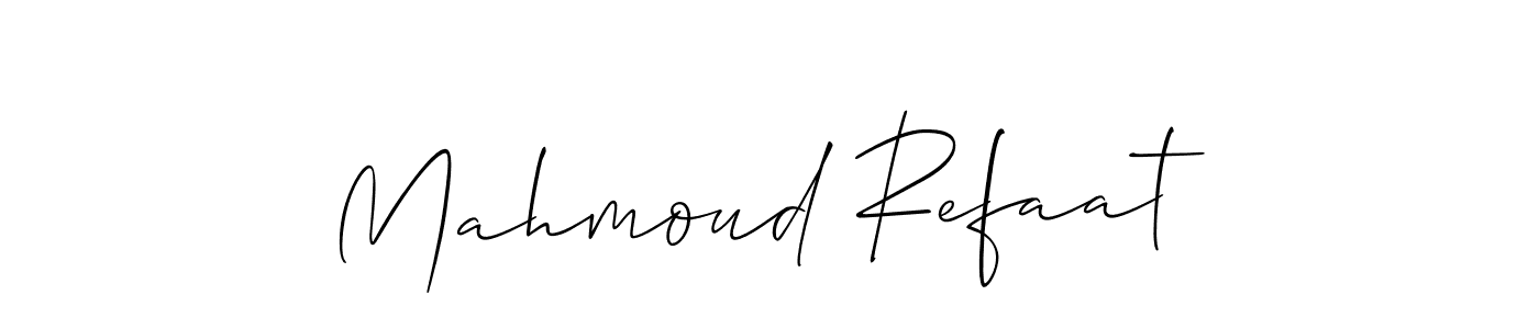 Use a signature maker to create a handwritten signature online. With this signature software, you can design (Allison_Script) your own signature for name Mahmoud Refaat. Mahmoud Refaat signature style 2 images and pictures png