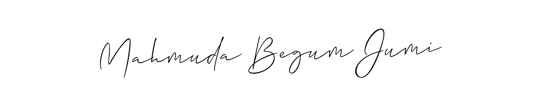 Make a short Mahmuda Begum Jumi signature style. Manage your documents anywhere anytime using Allison_Script. Create and add eSignatures, submit forms, share and send files easily. Mahmuda Begum Jumi signature style 2 images and pictures png