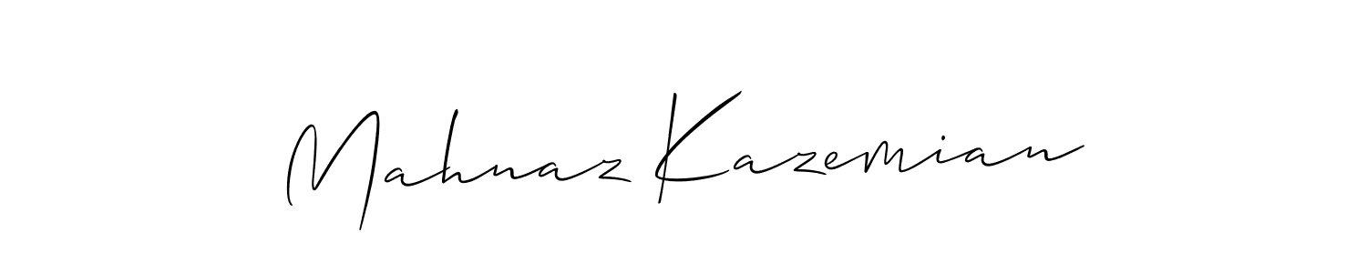 Use a signature maker to create a handwritten signature online. With this signature software, you can design (Allison_Script) your own signature for name Mahnaz Kazemian. Mahnaz Kazemian signature style 2 images and pictures png