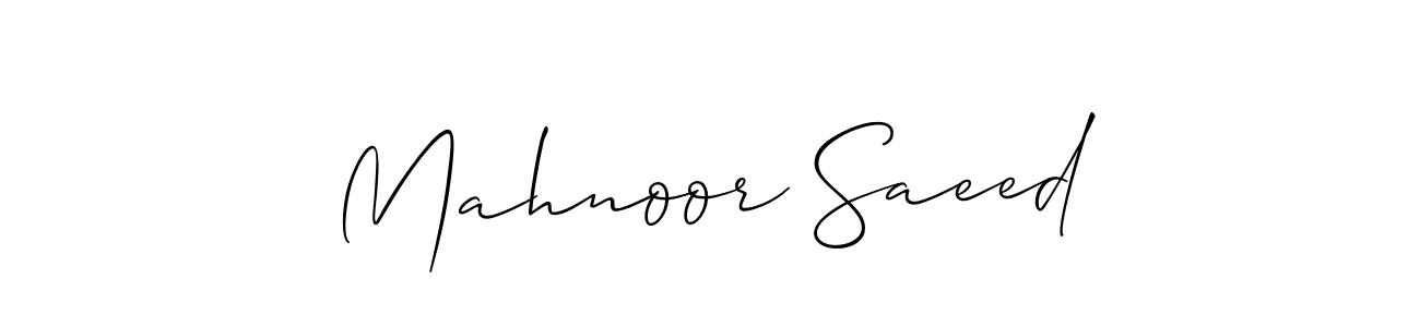 Use a signature maker to create a handwritten signature online. With this signature software, you can design (Allison_Script) your own signature for name Mahnoor Saeed. Mahnoor Saeed signature style 2 images and pictures png