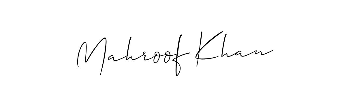 Create a beautiful signature design for name Mahroof Khan. With this signature (Allison_Script) fonts, you can make a handwritten signature for free. Mahroof Khan signature style 2 images and pictures png