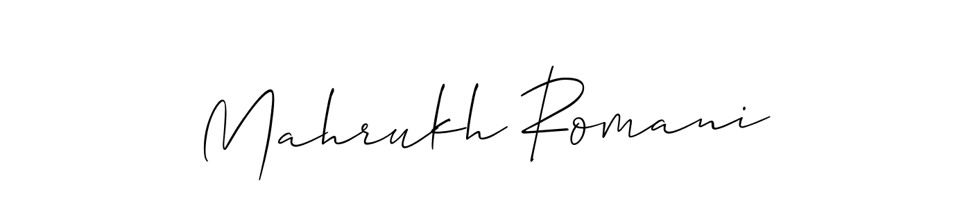 Similarly Allison_Script is the best handwritten signature design. Signature creator online .You can use it as an online autograph creator for name Mahrukh Romani. Mahrukh Romani signature style 2 images and pictures png