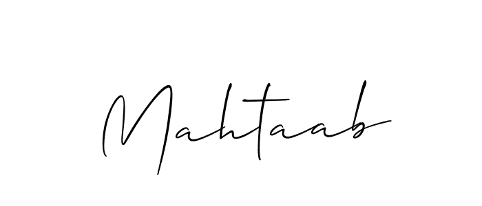 Use a signature maker to create a handwritten signature online. With this signature software, you can design (Allison_Script) your own signature for name Mahtaab. Mahtaab signature style 2 images and pictures png