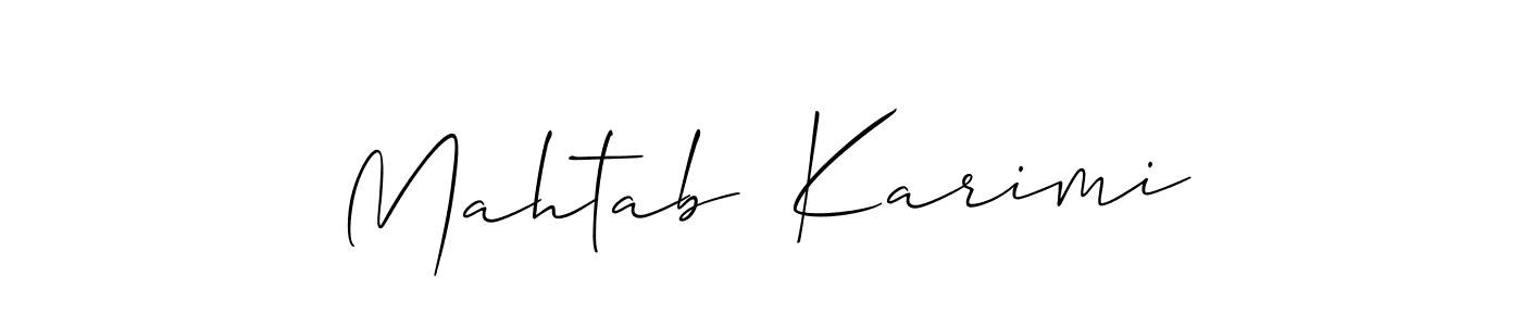 Allison_Script is a professional signature style that is perfect for those who want to add a touch of class to their signature. It is also a great choice for those who want to make their signature more unique. Get Mahtab  Karimi name to fancy signature for free. Mahtab  Karimi signature style 2 images and pictures png