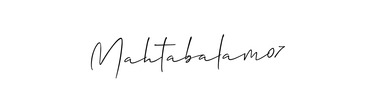 It looks lik you need a new signature style for name Mahtabalam07. Design unique handwritten (Allison_Script) signature with our free signature maker in just a few clicks. Mahtabalam07 signature style 2 images and pictures png