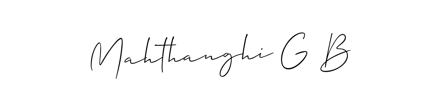 The best way (Allison_Script) to make a short signature is to pick only two or three words in your name. The name Mahthanghi G B include a total of six letters. For converting this name. Mahthanghi G B signature style 2 images and pictures png