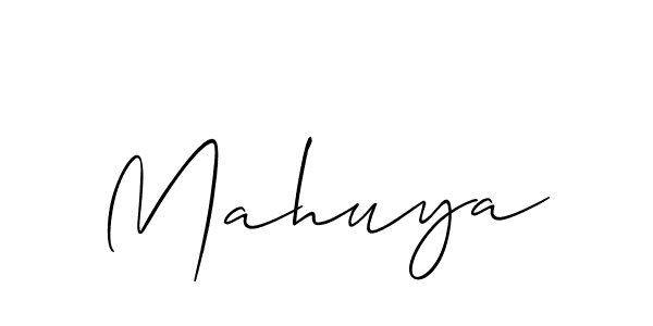 Design your own signature with our free online signature maker. With this signature software, you can create a handwritten (Allison_Script) signature for name Mahuya. Mahuya signature style 2 images and pictures png