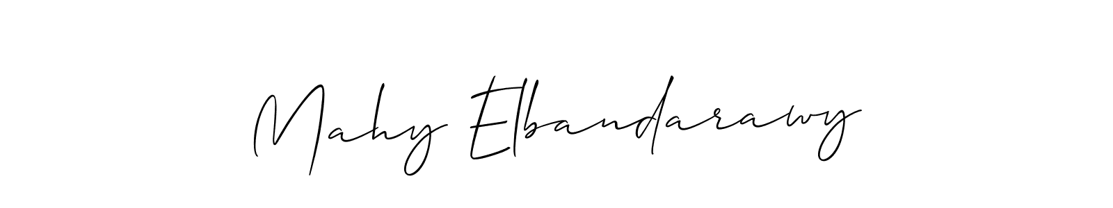 The best way (Allison_Script) to make a short signature is to pick only two or three words in your name. The name Mahy Elbandarawy include a total of six letters. For converting this name. Mahy Elbandarawy signature style 2 images and pictures png