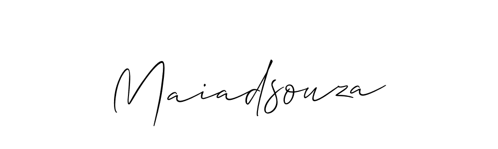 The best way (Allison_Script) to make a short signature is to pick only two or three words in your name. The name Maiadsouza include a total of six letters. For converting this name. Maiadsouza signature style 2 images and pictures png
