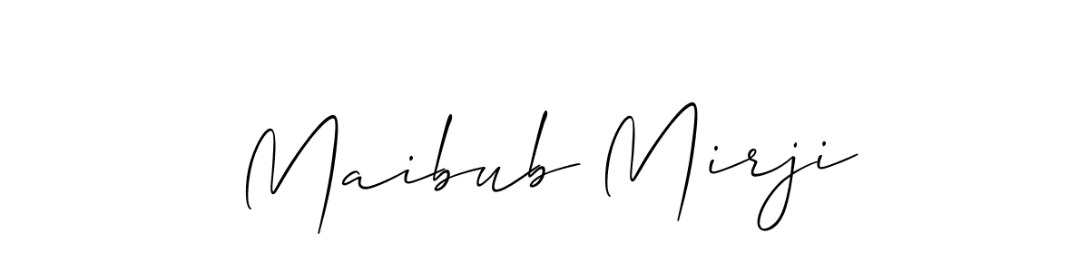 The best way (Allison_Script) to make a short signature is to pick only two or three words in your name. The name Maibub Mirji include a total of six letters. For converting this name. Maibub Mirji signature style 2 images and pictures png