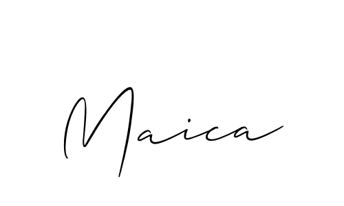 Design your own signature with our free online signature maker. With this signature software, you can create a handwritten (Allison_Script) signature for name Maica. Maica signature style 2 images and pictures png