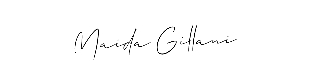 Maida Gillani stylish signature style. Best Handwritten Sign (Allison_Script) for my name. Handwritten Signature Collection Ideas for my name Maida Gillani. Maida Gillani signature style 2 images and pictures png
