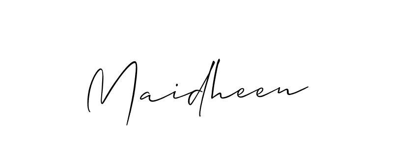 You should practise on your own different ways (Allison_Script) to write your name (Maidheen) in signature. don't let someone else do it for you. Maidheen signature style 2 images and pictures png
