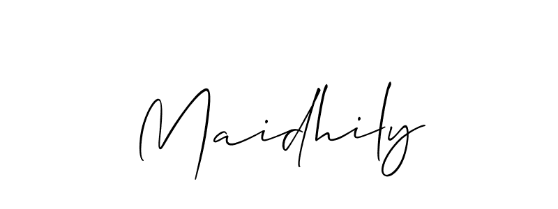 Use a signature maker to create a handwritten signature online. With this signature software, you can design (Allison_Script) your own signature for name Maidhily. Maidhily signature style 2 images and pictures png