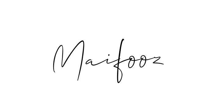 Use a signature maker to create a handwritten signature online. With this signature software, you can design (Allison_Script) your own signature for name Maifooz. Maifooz signature style 2 images and pictures png