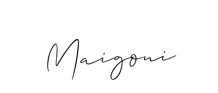 Make a beautiful signature design for name Maigoni. With this signature (Allison_Script) style, you can create a handwritten signature for free. Maigoni signature style 2 images and pictures png
