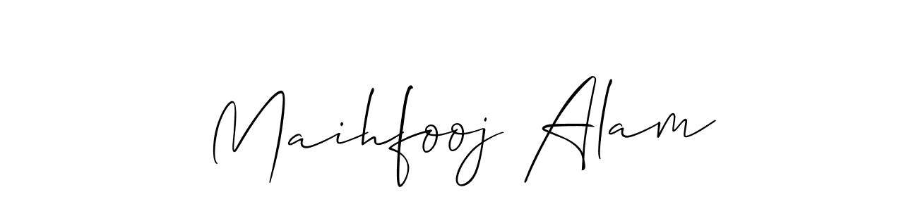The best way (Allison_Script) to make a short signature is to pick only two or three words in your name. The name Maihfooj Alam include a total of six letters. For converting this name. Maihfooj Alam signature style 2 images and pictures png