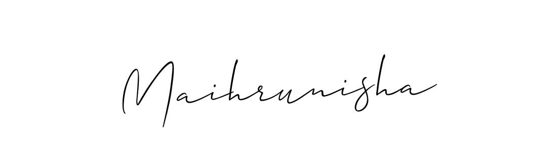 You should practise on your own different ways (Allison_Script) to write your name (Maihrunisha) in signature. don't let someone else do it for you. Maihrunisha signature style 2 images and pictures png