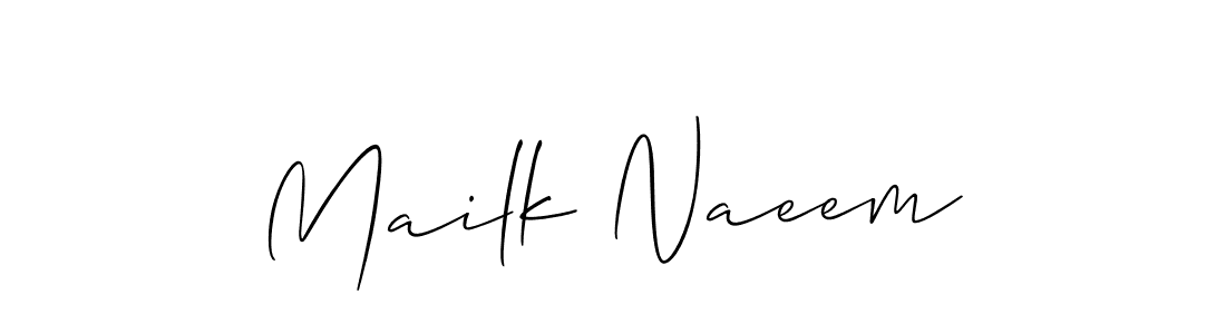 How to make Mailk Naeem signature? Allison_Script is a professional autograph style. Create handwritten signature for Mailk Naeem name. Mailk Naeem signature style 2 images and pictures png