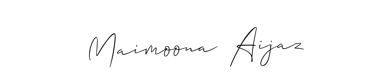 How to make Maimoona  Aijaz name signature. Use Allison_Script style for creating short signs online. This is the latest handwritten sign. Maimoona  Aijaz signature style 2 images and pictures png