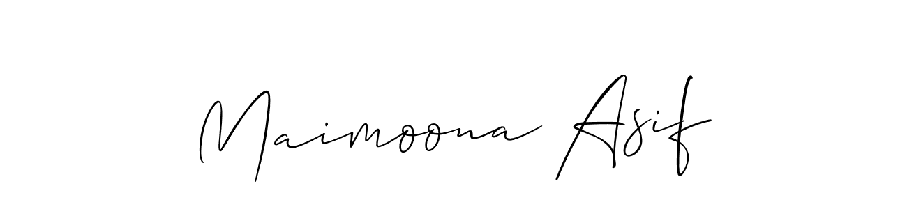 You should practise on your own different ways (Allison_Script) to write your name (Maimoona Asif) in signature. don't let someone else do it for you. Maimoona Asif signature style 2 images and pictures png