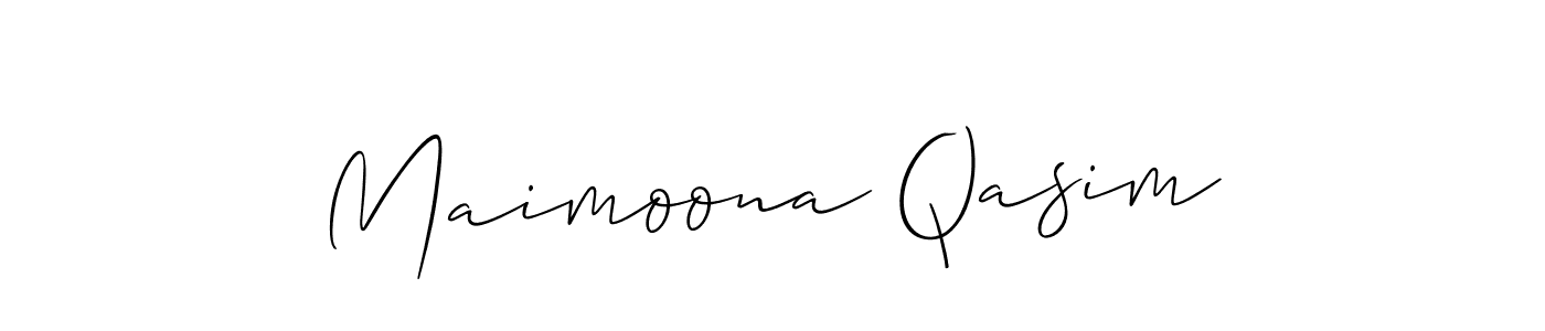 You should practise on your own different ways (Allison_Script) to write your name (Maimoona Qasim) in signature. don't let someone else do it for you. Maimoona Qasim signature style 2 images and pictures png