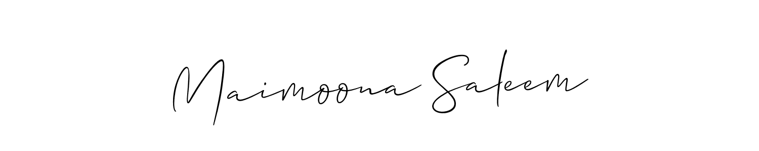 Create a beautiful signature design for name Maimoona Saleem. With this signature (Allison_Script) fonts, you can make a handwritten signature for free. Maimoona Saleem signature style 2 images and pictures png