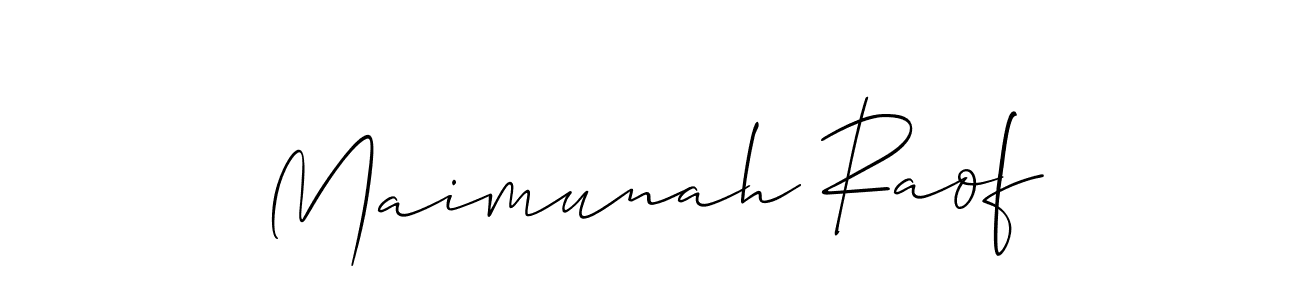 Allison_Script is a professional signature style that is perfect for those who want to add a touch of class to their signature. It is also a great choice for those who want to make their signature more unique. Get Maimunah Raof name to fancy signature for free. Maimunah Raof signature style 2 images and pictures png