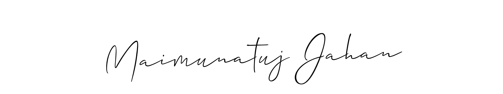 Make a beautiful signature design for name Maimunatuj Jahan. With this signature (Allison_Script) style, you can create a handwritten signature for free. Maimunatuj Jahan signature style 2 images and pictures png