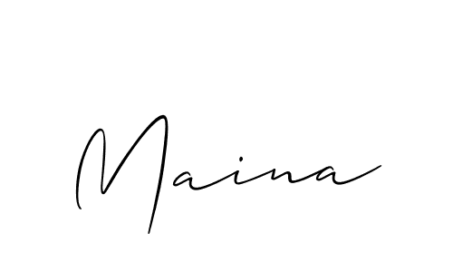Design your own signature with our free online signature maker. With this signature software, you can create a handwritten (Allison_Script) signature for name Maina. Maina signature style 2 images and pictures png