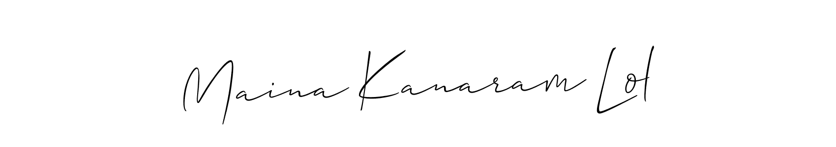 Allison_Script is a professional signature style that is perfect for those who want to add a touch of class to their signature. It is also a great choice for those who want to make their signature more unique. Get Maina Kanaram Lol name to fancy signature for free. Maina Kanaram Lol signature style 2 images and pictures png