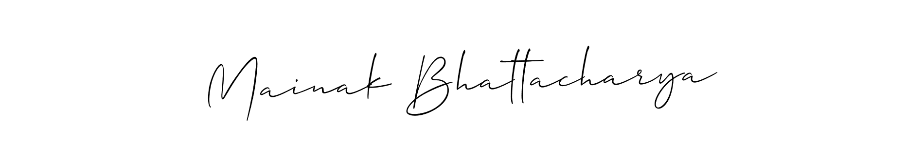 Create a beautiful signature design for name Mainak Bhattacharya. With this signature (Allison_Script) fonts, you can make a handwritten signature for free. Mainak Bhattacharya signature style 2 images and pictures png