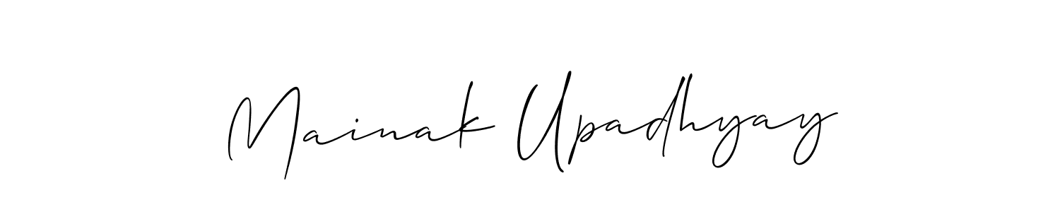 Make a beautiful signature design for name Mainak Upadhyay. With this signature (Allison_Script) style, you can create a handwritten signature for free. Mainak Upadhyay signature style 2 images and pictures png