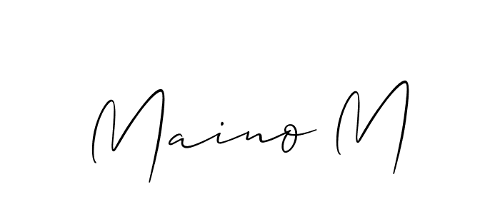 How to make Maino M name signature. Use Allison_Script style for creating short signs online. This is the latest handwritten sign. Maino M signature style 2 images and pictures png