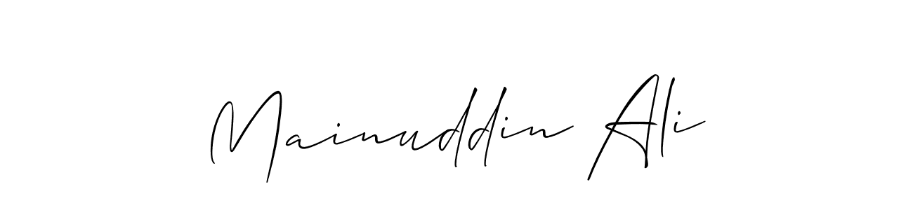 if you are searching for the best signature style for your name Mainuddin Ali. so please give up your signature search. here we have designed multiple signature styles  using Allison_Script. Mainuddin Ali signature style 2 images and pictures png