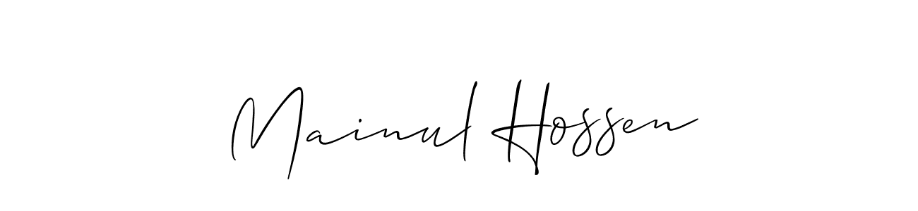 Create a beautiful signature design for name Mainul Hossen. With this signature (Allison_Script) fonts, you can make a handwritten signature for free. Mainul Hossen signature style 2 images and pictures png