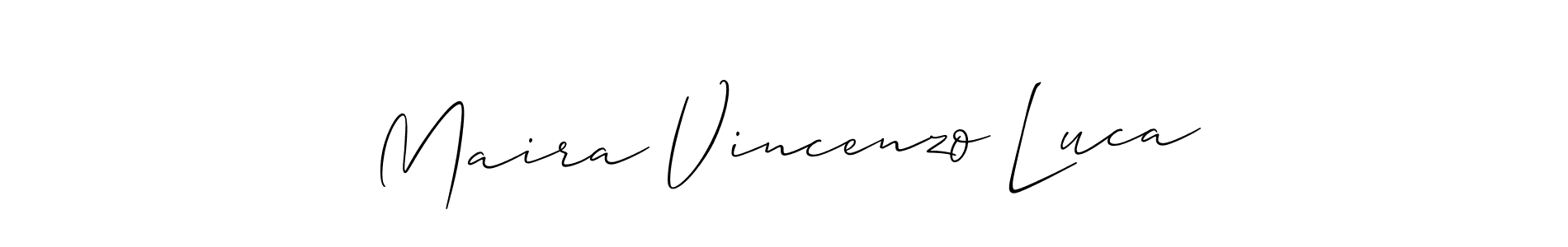 You should practise on your own different ways (Allison_Script) to write your name (Maira Vincenzo Luca) in signature. don't let someone else do it for you. Maira Vincenzo Luca signature style 2 images and pictures png