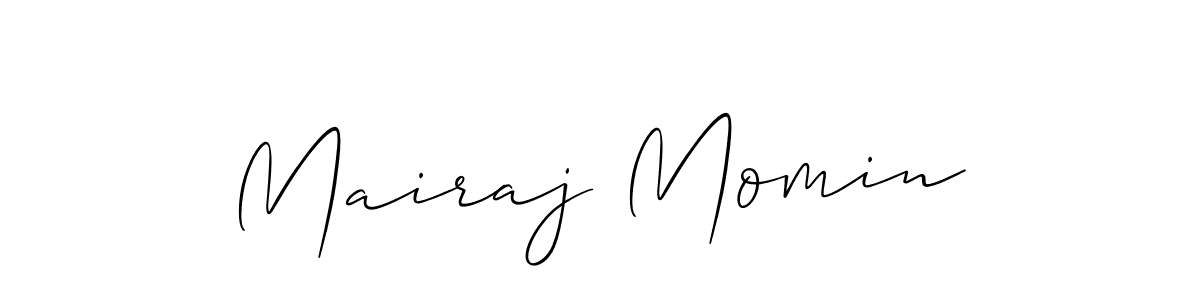 Make a beautiful signature design for name Mairaj Momin. With this signature (Allison_Script) style, you can create a handwritten signature for free. Mairaj Momin signature style 2 images and pictures png