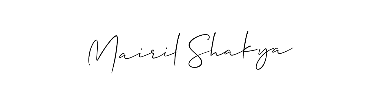 Make a beautiful signature design for name Mairil Shakya. With this signature (Allison_Script) style, you can create a handwritten signature for free. Mairil Shakya signature style 2 images and pictures png