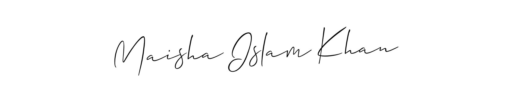 You should practise on your own different ways (Allison_Script) to write your name (Maisha Islam Khan) in signature. don't let someone else do it for you. Maisha Islam Khan signature style 2 images and pictures png