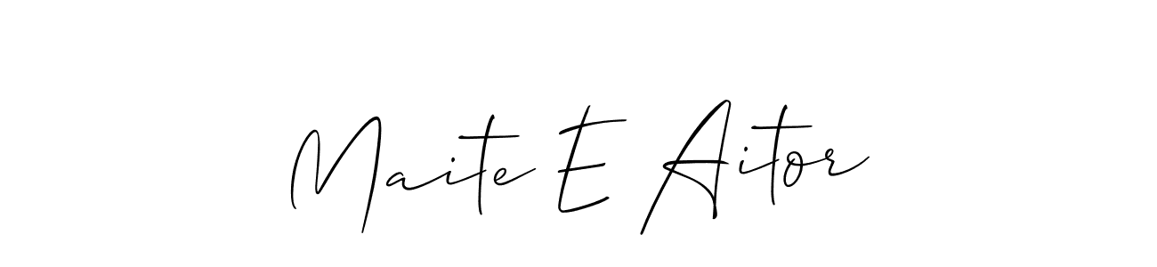 Maite E Aitor stylish signature style. Best Handwritten Sign (Allison_Script) for my name. Handwritten Signature Collection Ideas for my name Maite E Aitor. Maite E Aitor signature style 2 images and pictures png