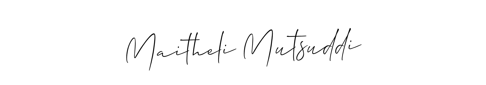 You should practise on your own different ways (Allison_Script) to write your name (Maitheli Mutsuddi) in signature. don't let someone else do it for you. Maitheli Mutsuddi signature style 2 images and pictures png