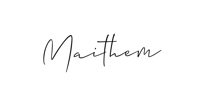 Use a signature maker to create a handwritten signature online. With this signature software, you can design (Allison_Script) your own signature for name Maithem. Maithem signature style 2 images and pictures png